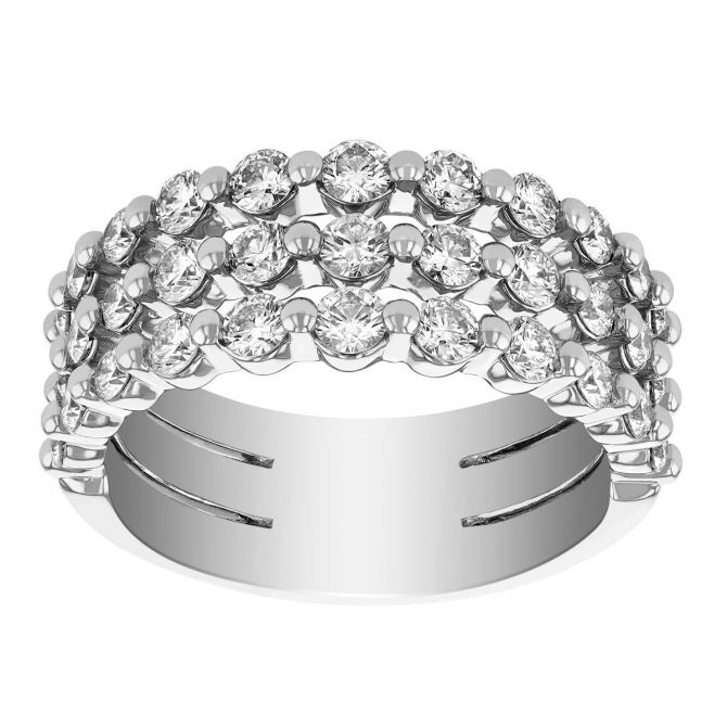 Peter Storm Diamond 3 Row Wedding Band in White Gold