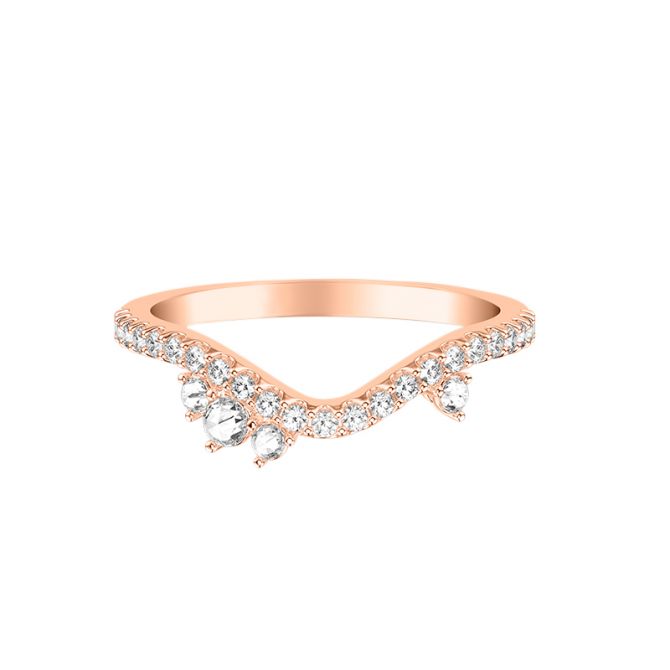 ArtCarved Diamond Asymmetrical Dip Wedding Band in Rose Gold