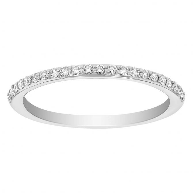 Round Diamond Shared Prong Wedding Band in White Gold, 0.17 cttw