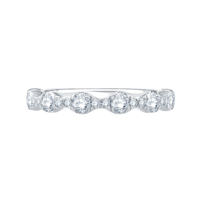 A. Jaffe Seasons of Love Diamond Scalloped Wedding Band in 14K White Gold