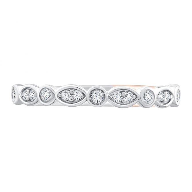 A. Jaffe Diamond Bezel Set & Marquise Patterned Wedding Band in White Gold