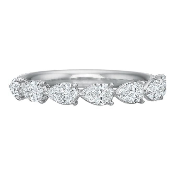 Pear Diamond 7 Stone East West Wedding Band in Platinum