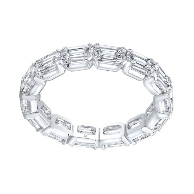 Rahaminov Emerald Cut Diamond Eternity Wedding Band in White Gold