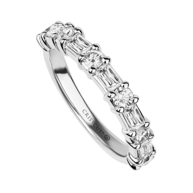 Christopher Designs Crisscut Round & Checkerboard Diamond Wedding Band in White Gold