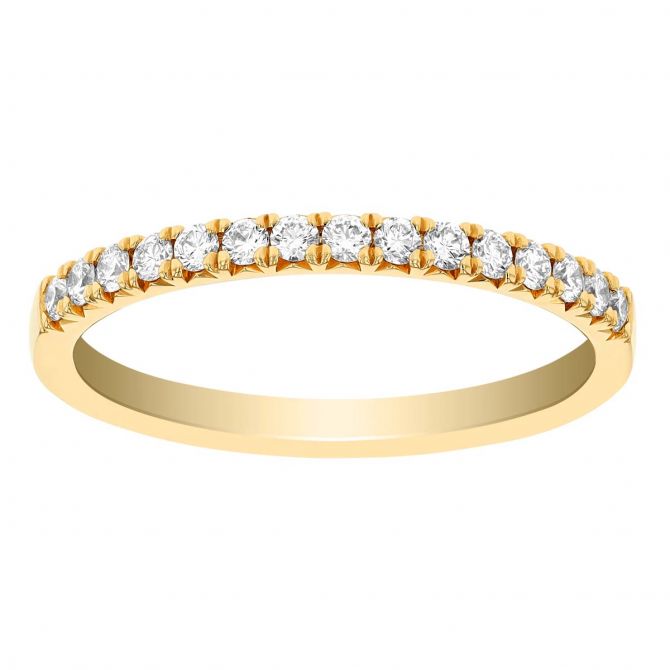 Round Diamond Prong Set Wedding Band in Yellow Gold, 0.25 cttw