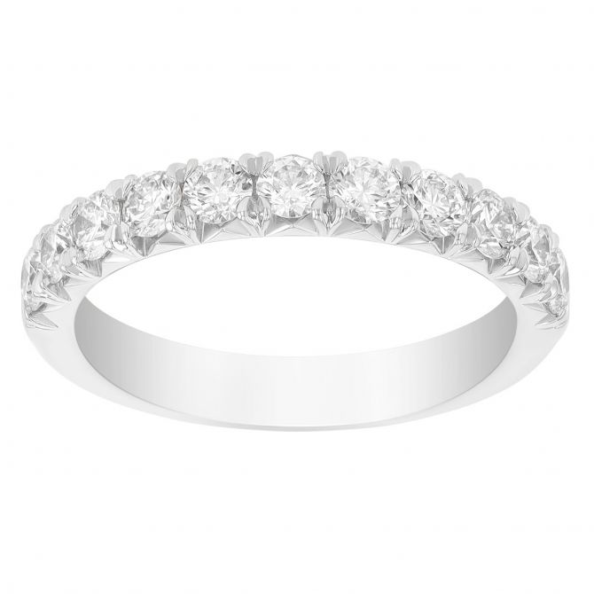 Round Diamond Wedding Band in White Gold, 0.75 cttw