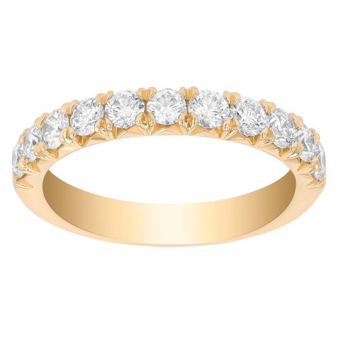 Round Diamond Wedding Band in Yellow Gold, 0.75 cttw