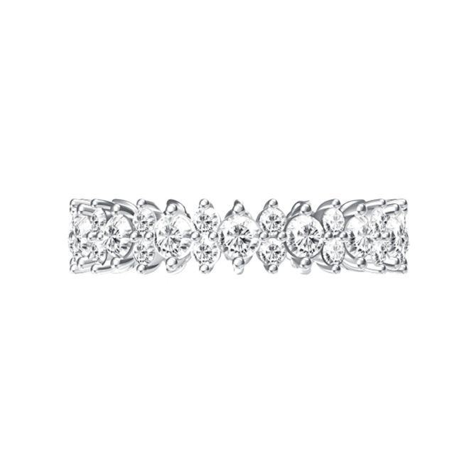 A. Jaffe Stacked Diamond Prong Set Half Round Wedding Band in 14K White Gold