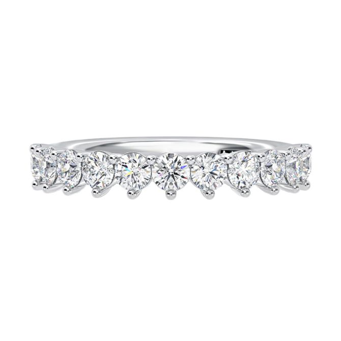 A. Jaffe Diamond 11 Stone 3 Prong Set Wedding Band in 14K White Gold