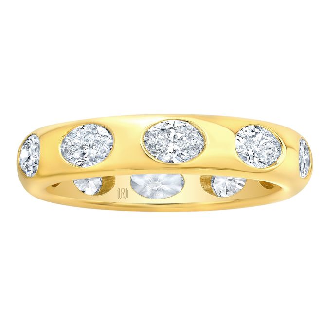 Rahaminov Flush Set Oval Diamond Eternity Wedding Band in Yellow Gold