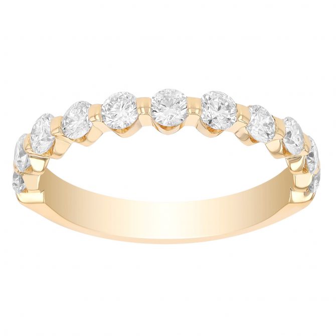 Round Diamond Gypsy Set Wedding Band in Yellow Gold, 0.75 cttw