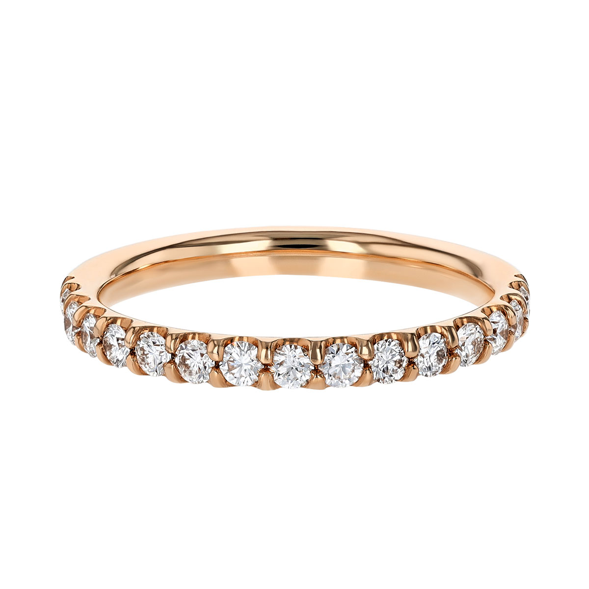 Diamond Shared Prong Half Eternity Wedding Band In Rose Gold 