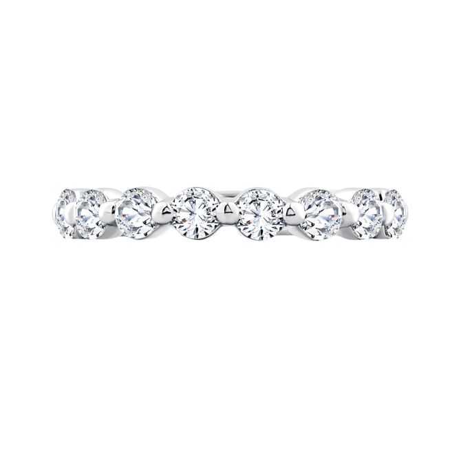 A. Jaffe Diamond Single Shared Prong Half Round Wedding Band in 14K White Gold, .80 cttw