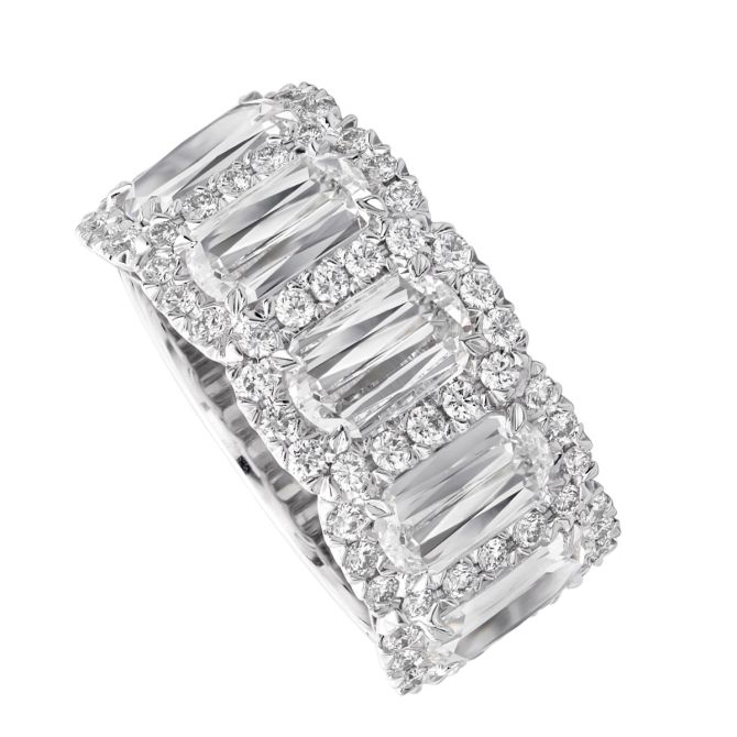 Christopher Designs L'Amour Crisscut Oval & Round Diamond Halo Wedding Band in White Gold, 3.07 cttw