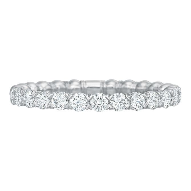 Diamond Silk Prong & Bead Wedding Band in 18K White Gold, Size 6