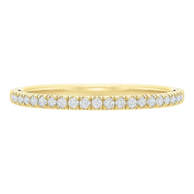 Diamond Scalloped Prong Wedding Band in 18K Yellow Gold, .13 cttw