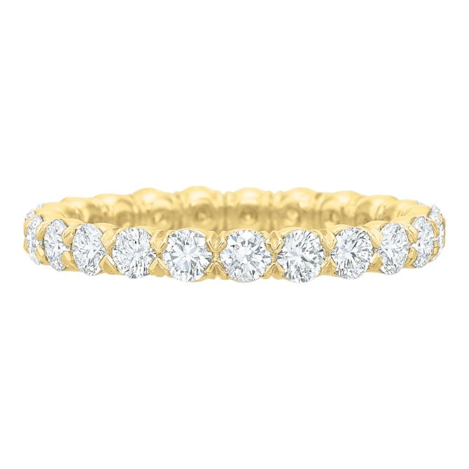 Diamond Silk Prong Eternity Band in 18K Yellow Gold, 1.30 cttw, Size 6