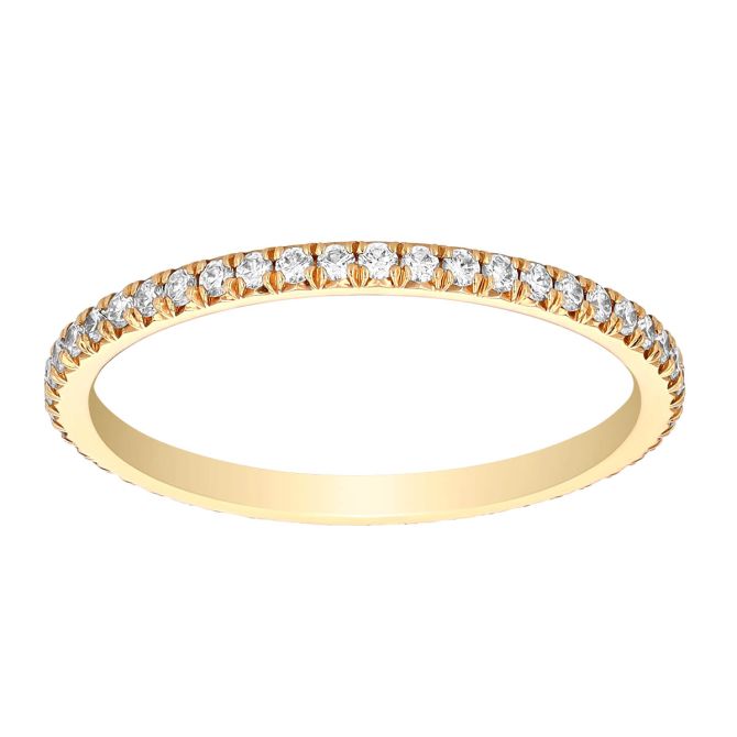 Slim French Pavé Diamond Eternity Band in 18K Yellow Gold, 0.30 cttw