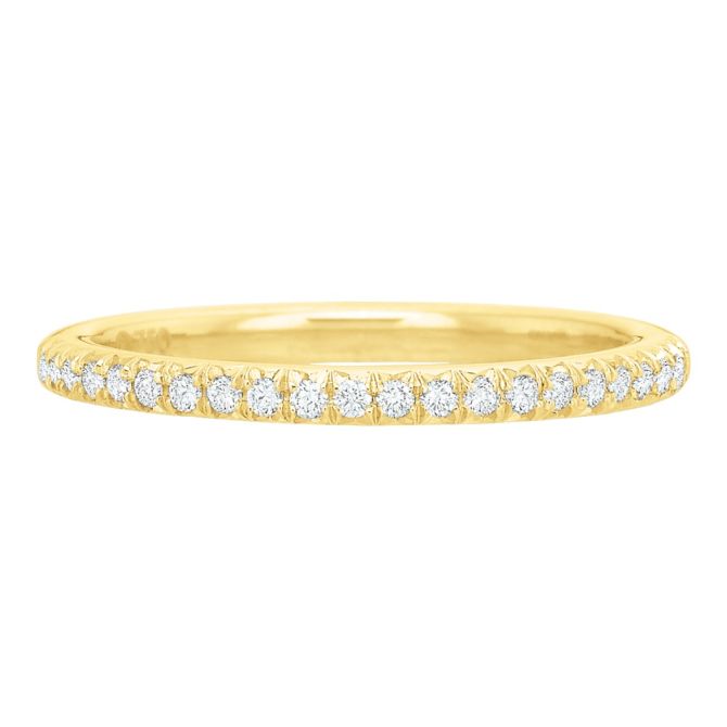 Diamond French Pave Slim Wedding Band in 18K Yellow Gold, .16 cttw