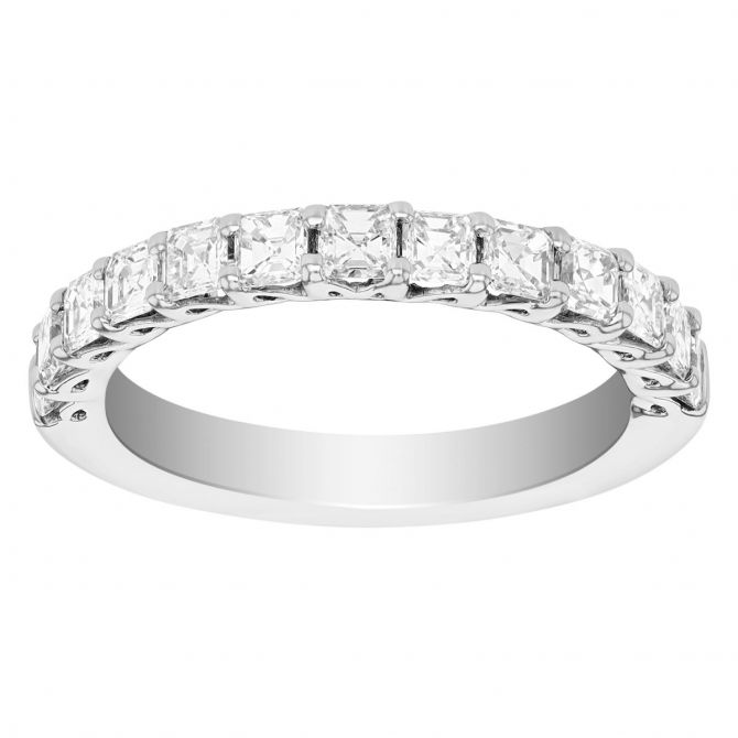 J.B. Star Square Step Cut Diamond Wedding Band in Platinum, 1.05 cttw