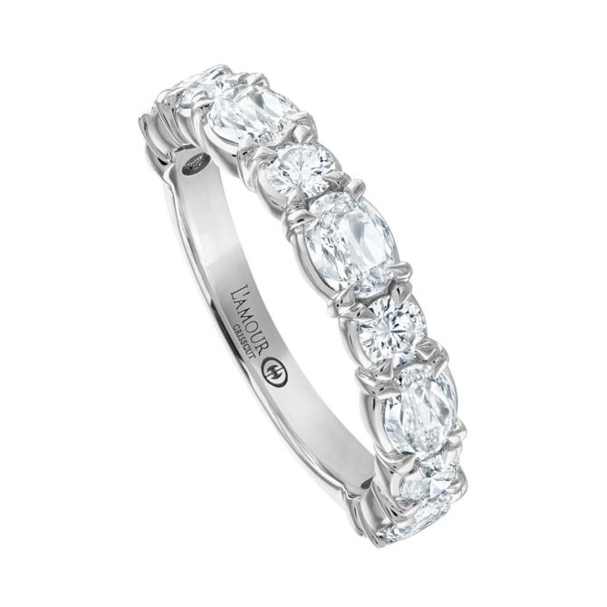 Christopher Designs L'Amour Crisscut Oval & Round Diamond Wedding Band in White Gold