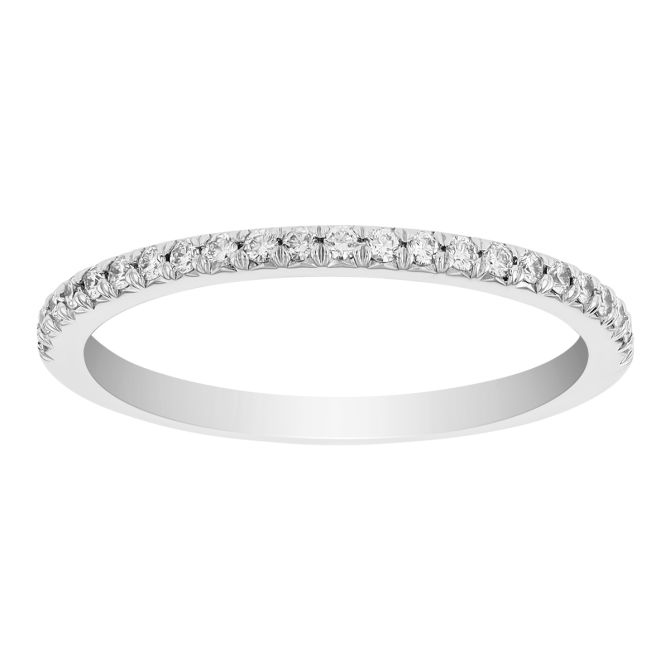 Diamond Slim Wedding Band in 18K White Gold, .15 cttw