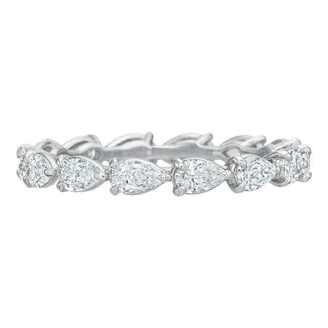 Pear Diamond Eternity Band in 14K White Gold, 1.51 cttw, Size 7