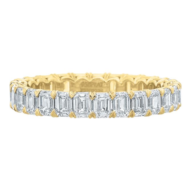 Emerald Cut Diamond Eternity Band in 18K Yellow Gold, 2.40 cttw, Size 6