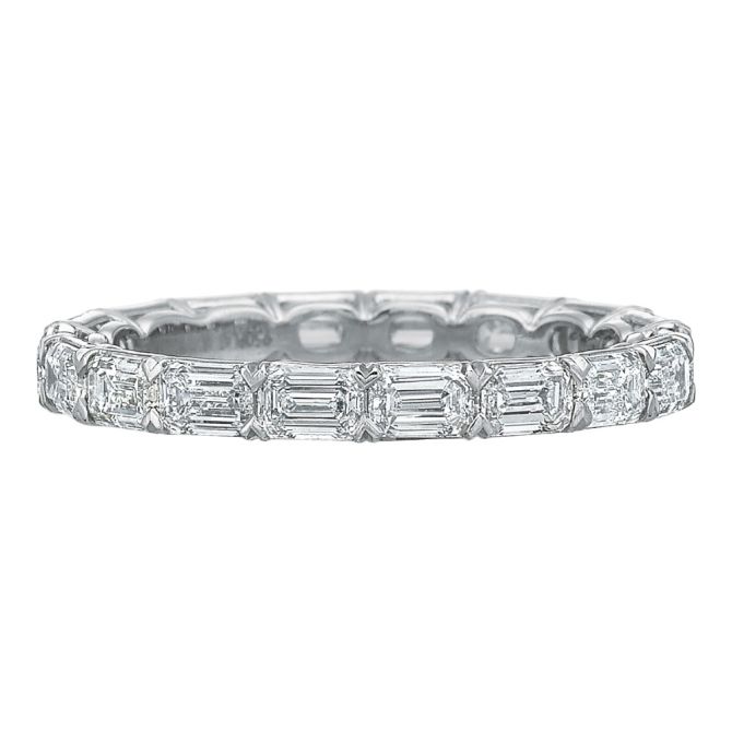 Emerald Cut Diamond East-West Eternity Band in Platinum, 1.68 cttw, Size 6