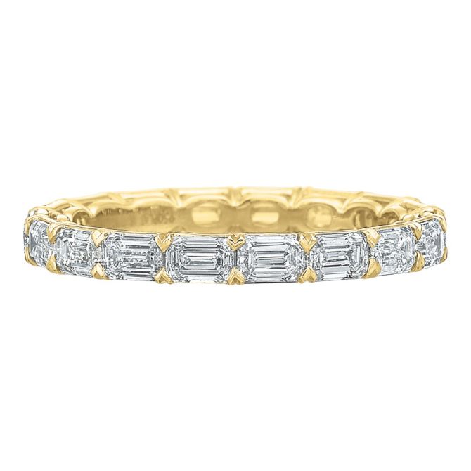 Emerald Cut Diamond East-West Eternity Band in 18K Yellow Gold, 1.71 cttw, Size 6