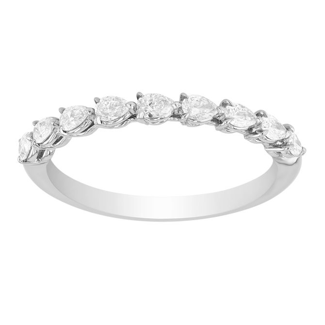 Pear Diamond 9 Stone Three Prong Wedding Band in Platinum