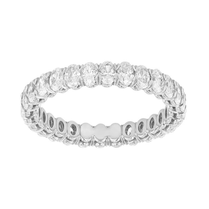 Oval Diamond Silk Prong Eternity Band in Platinum, 1.65 cttw