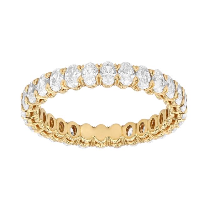 Oval Diamond Silk Prong Eternity Band in 18K Yellow Gold, 1.65 cttw