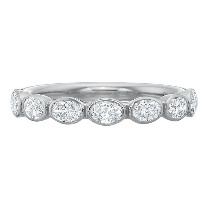 Oval 7 Diamond East-West Bezel Set Wedding Band in Platinum