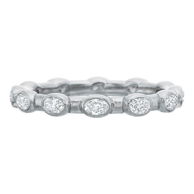 Oval Diamond Bezel & Bar Eternity Band in Platinum, .66 cttw, Size 6