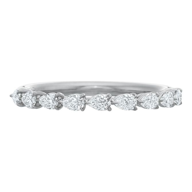 Pear Diamond 9 Stone East West Wedding Band in Platinum