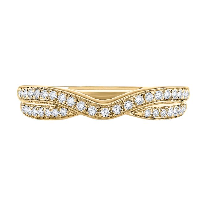 A. Jaffe Diamond 2 Row Contoured  Wedding Band in 14K Yellow Gold