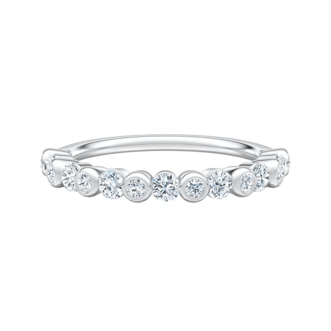 A. Jaffe Diamond Alternating Bezel Set Wedding Band in 14K White Gold