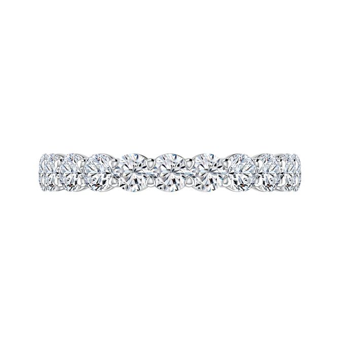 A. Jaffe Round Diamond Shared Prong 11 Stone Wedding Band in 18K White Gold