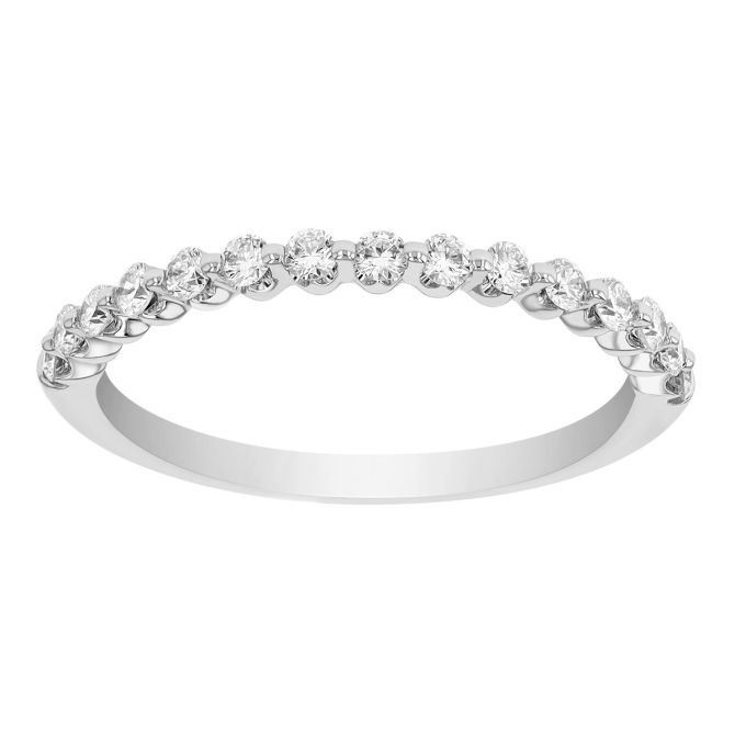 ALTR Lab Grown Diamond Contoured Shared Prong Wedding Band in 14K White Gold