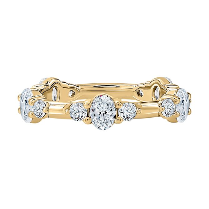 A. Jaffe Oval & Round Diamond Trio Wedding Band in 14K Yellow Gold