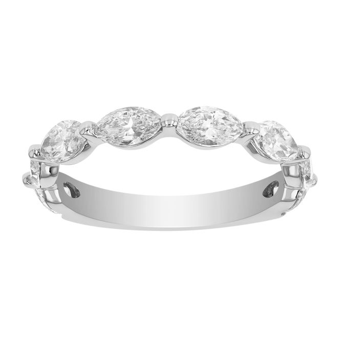 ALTR Lab Grown Marquise Diamond Contoured Shared Prong Wedding Band in 14K White Gold