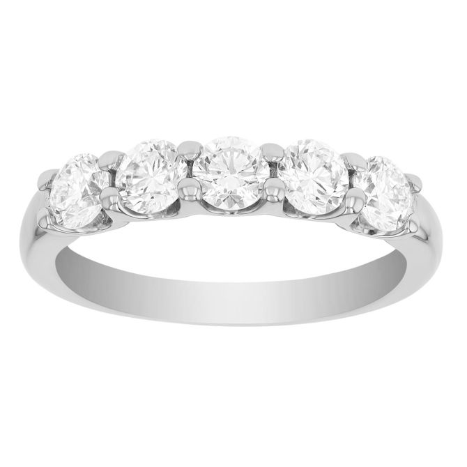 ALTR Lab Grown Diamond 5 Stone Wedding Band in 14K White Gold, 0.96 cttw