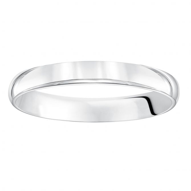 Platinum Comfort Fit Low Dome 3 mm Wedding Band, Size 7