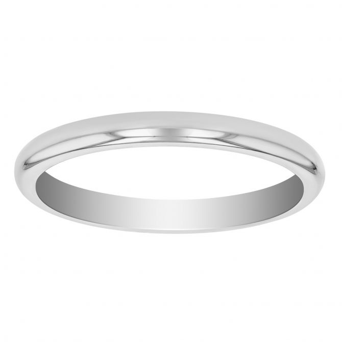 2 mm Wedding Band in White Gold, Size 6