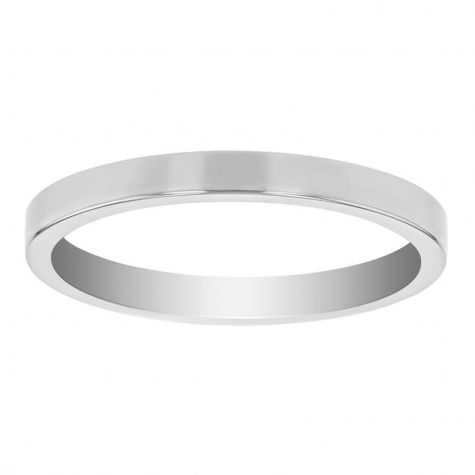 White Gold 2 mm Flat Wedding Band, Size 6