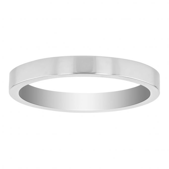 White Gold High Polish Flat 2.5 mm Wedding Band