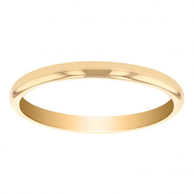 Yellow Gold Comfort Fit Low Dome 2 mm Wedding Band