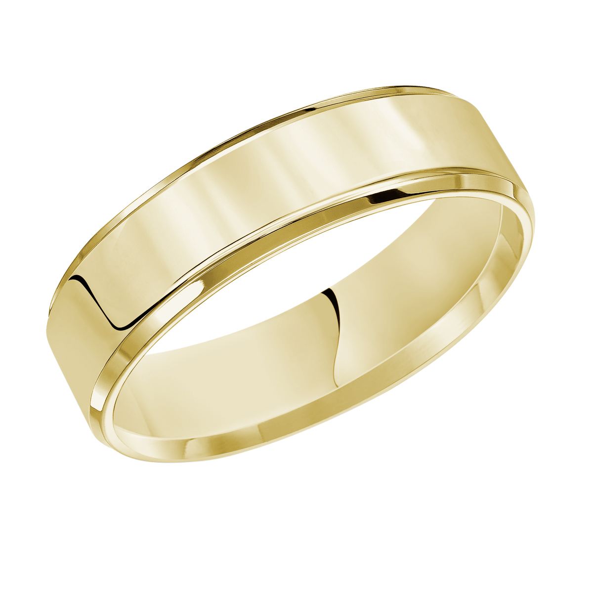 Yellow Gold Comfort Fit Flat 5 mm Wedding Band with Beveled Edge, Size ...