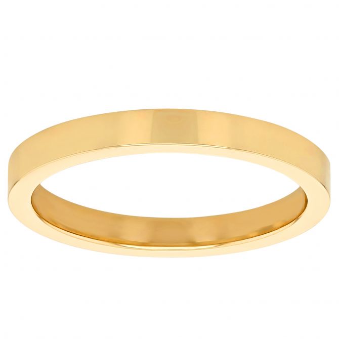 Yellow Gold Flat Wedding Band, Size 6